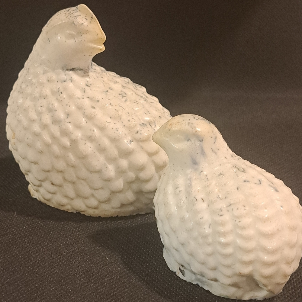 Vintage Homco Quail Family Birds White Figurines Set of Two